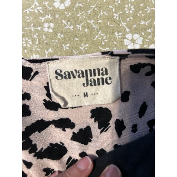 Savanna Jane Boho Animal Print Floral Embroidered Gauze Top Medium - Picture 5 of 5